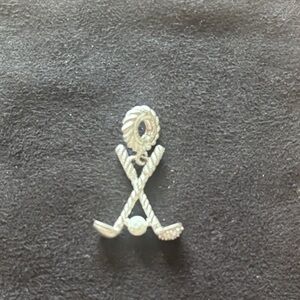 Judith Ripka marked sterling golf clubs (2) center ball CZ embellished charm